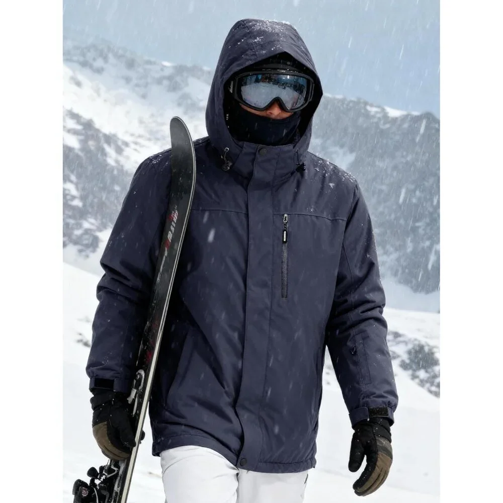 Men's Midnight Navy Waterproof Ski Snow Fleece Lined Warm Winter Rain Jacket